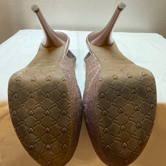 Gold Glitter Slingback Platform Heels - Picture 12 of 15